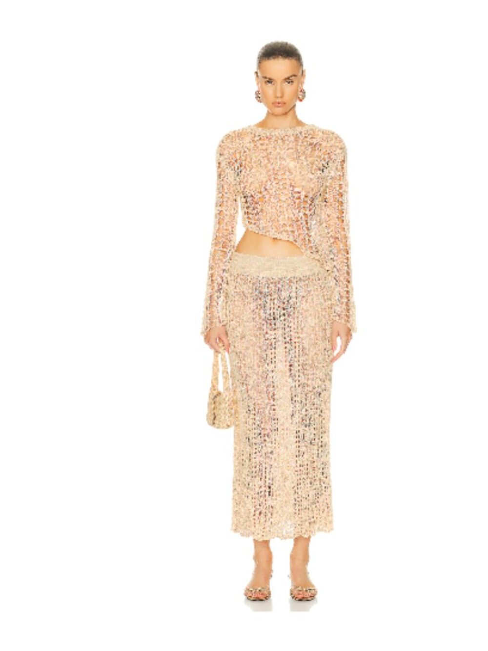 Cult Gaia SET Crochet Dawson Skirt and Gill Asymmetrical Top Cover up Sz S/M